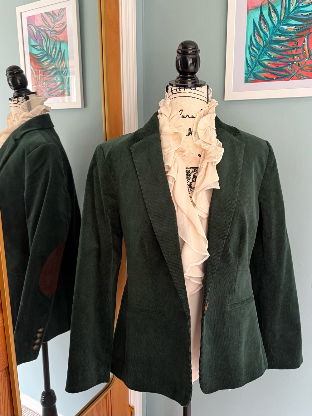 Ann Taylor Dark Green Academia Corduroy Blazer
